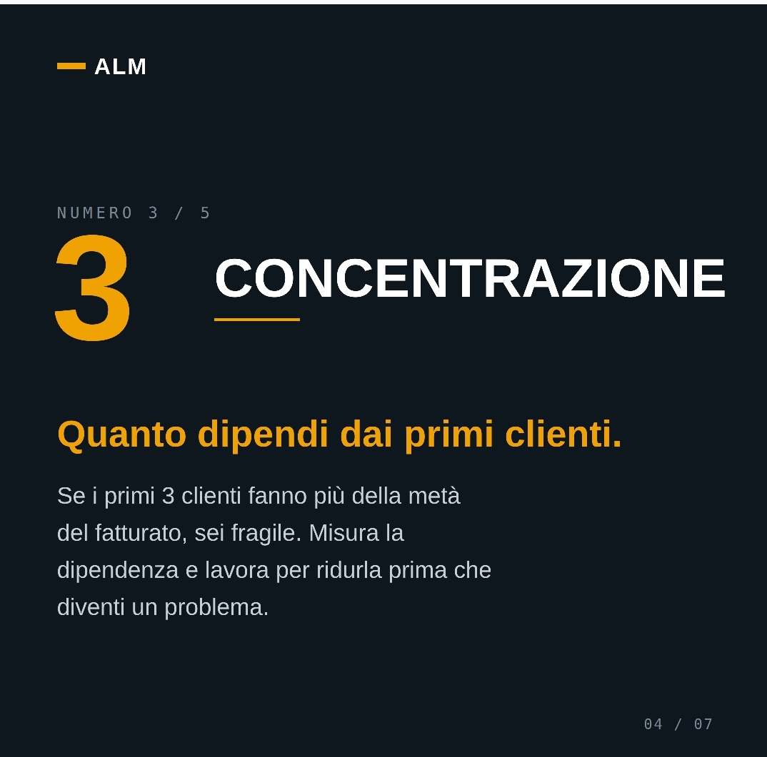 3 Concentrazione: quanto dipendi dai primi clienti
